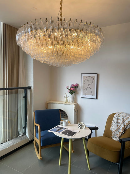 Clear Sorrento Chandelier - Elegant Design with Adjustable Height & LE