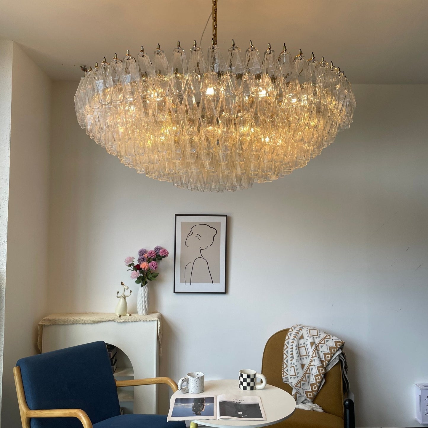 Clear Sorrento Chandelier - Elegant Design with Adjustable Height & LE