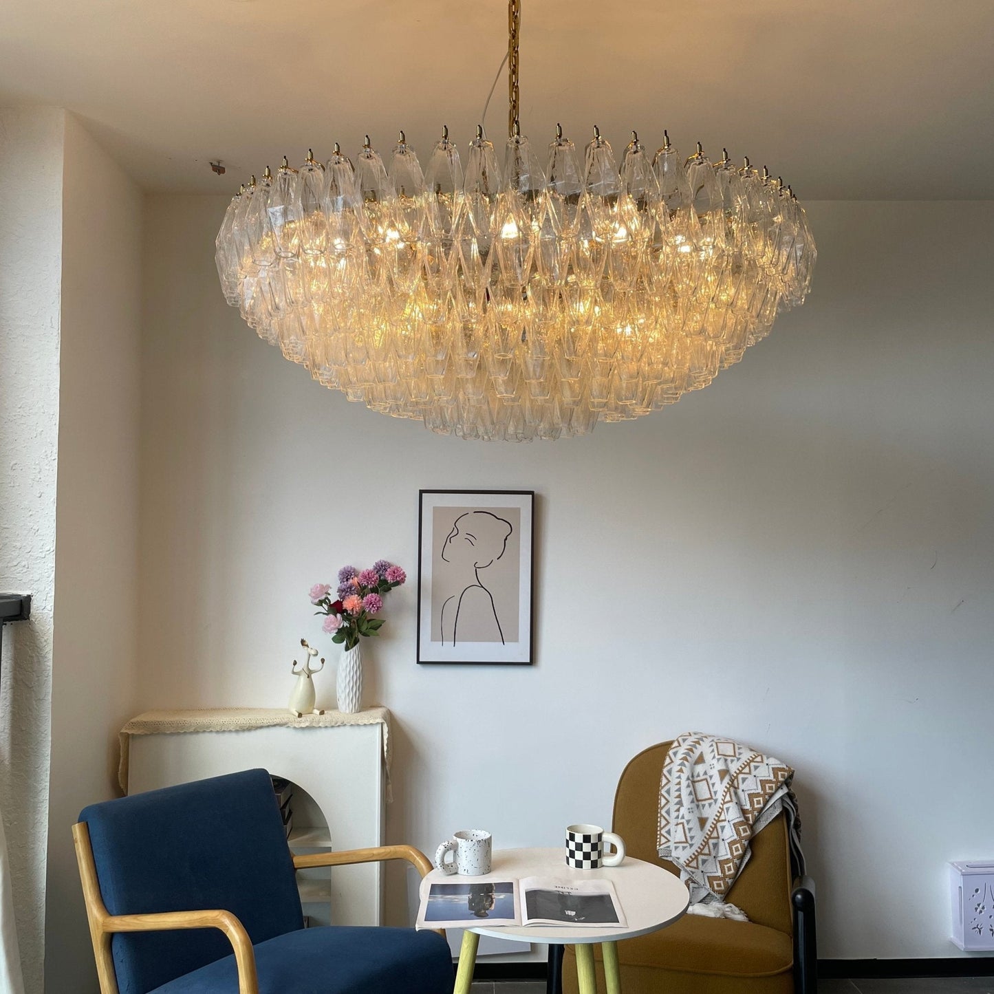 Clear Sorrento Chandelier - Elegant Design with Adjustable Height & LE