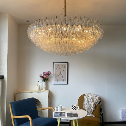 Clear Sorrento Chandelier - Elegant Design with Adjustable Height & LE
