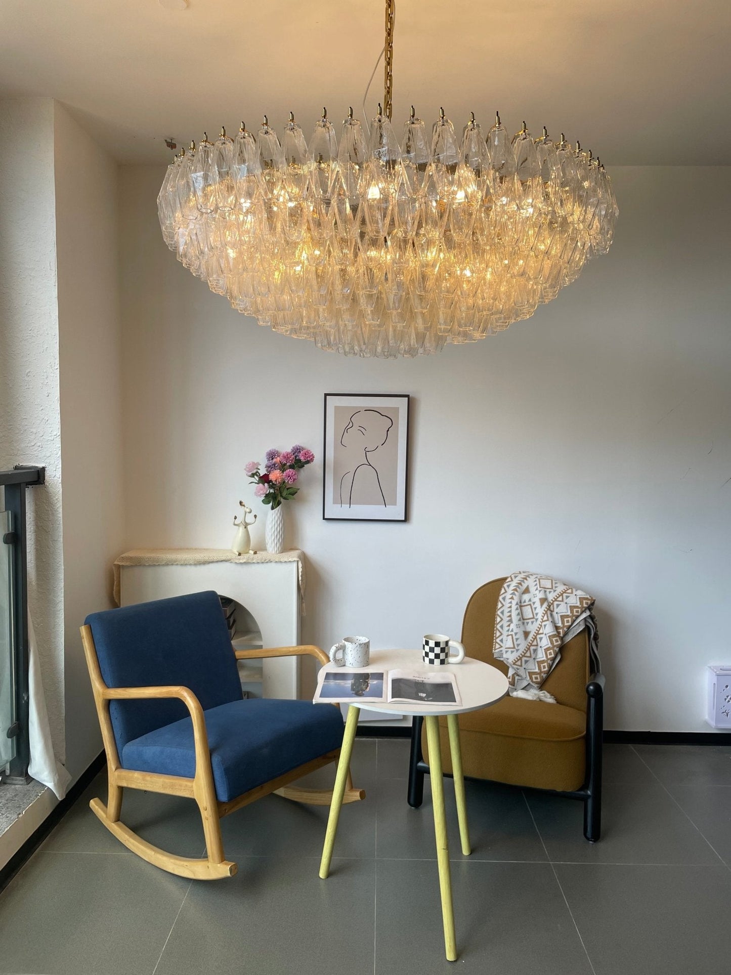 Clear Sorrento Chandelier - Elegant Design with Adjustable Height & LE