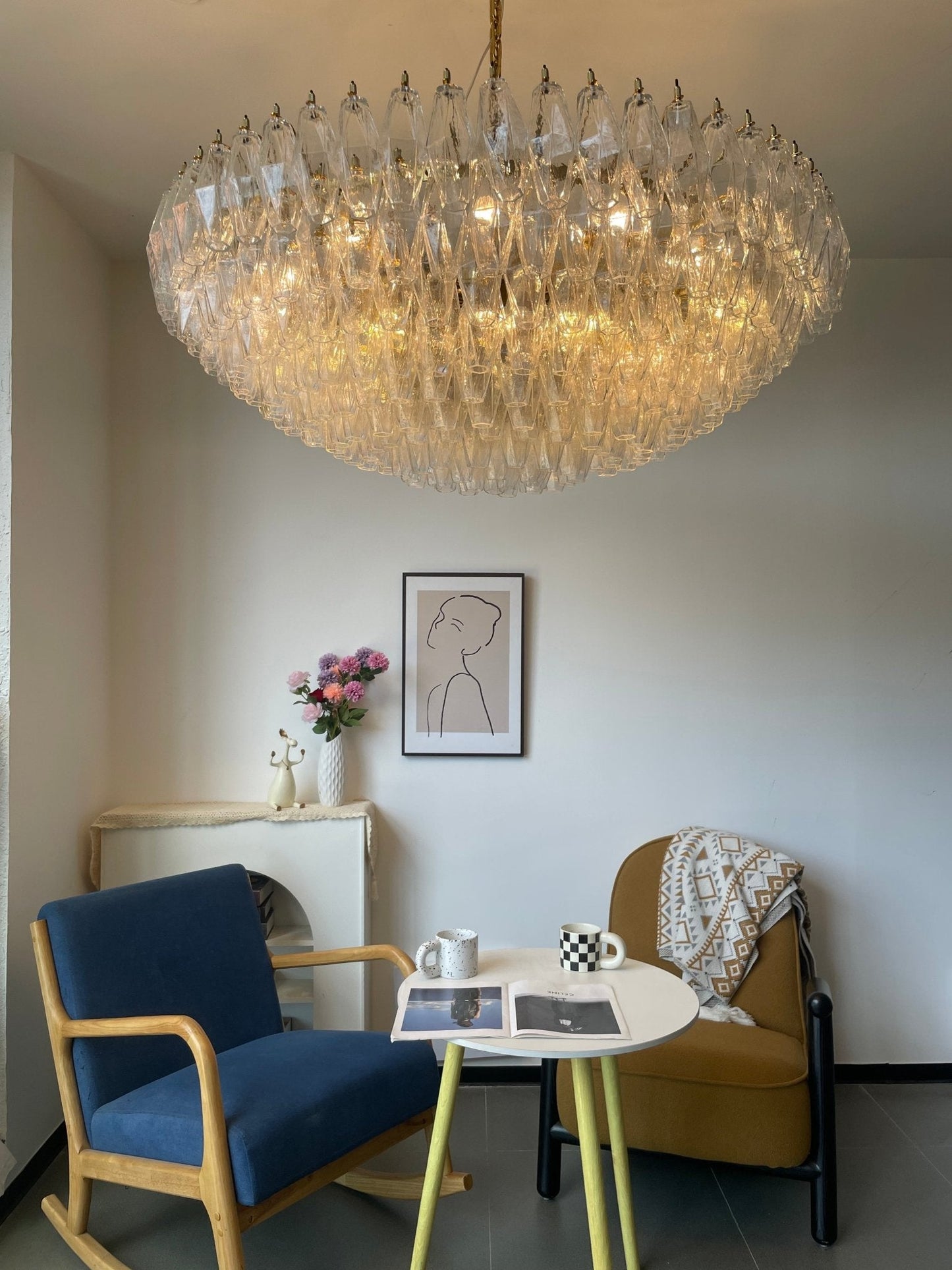 Clear Sorrento Chandelier - Elegant Design with Adjustable Height & LE