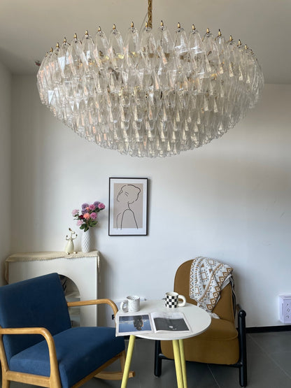 Clear Sorrento Chandelier - Elegant Design with Adjustable Height & LE