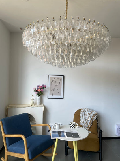 Clear Sorrento Chandelier - Elegant Design with Adjustable Height & LE