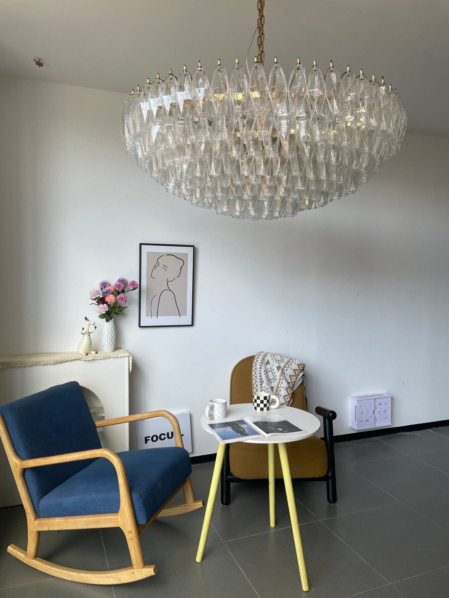 Clear Sorrento Chandelier - Elegant Design with Adjustable Height & LE