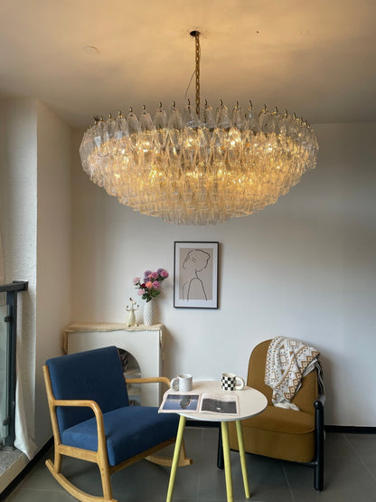 Clear Sorrento Chandelier - Elegant Design with Adjustable Height & LE