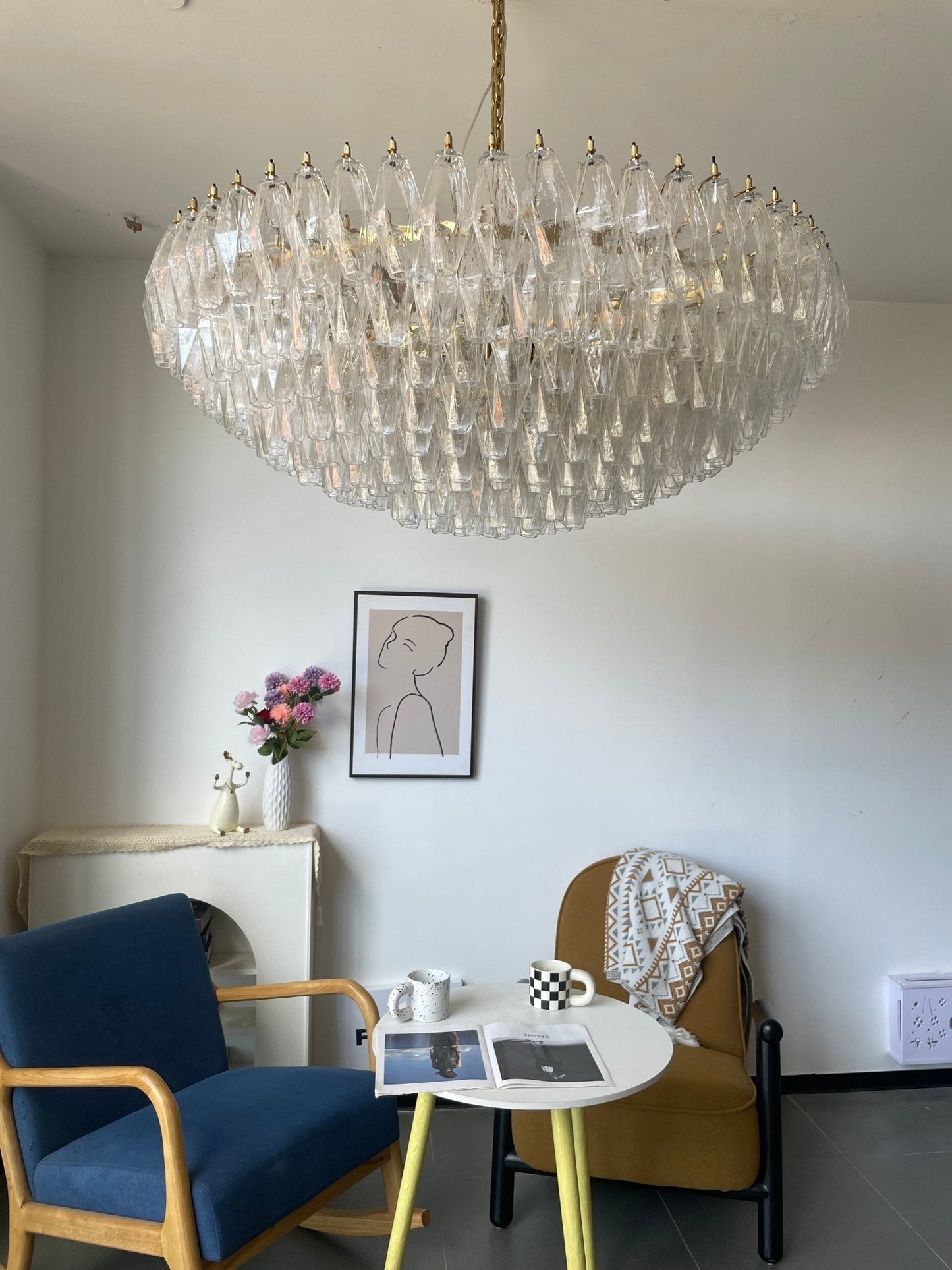 Clear Sorrento Chandelier - Elegant Design with Adjustable Height & LE
