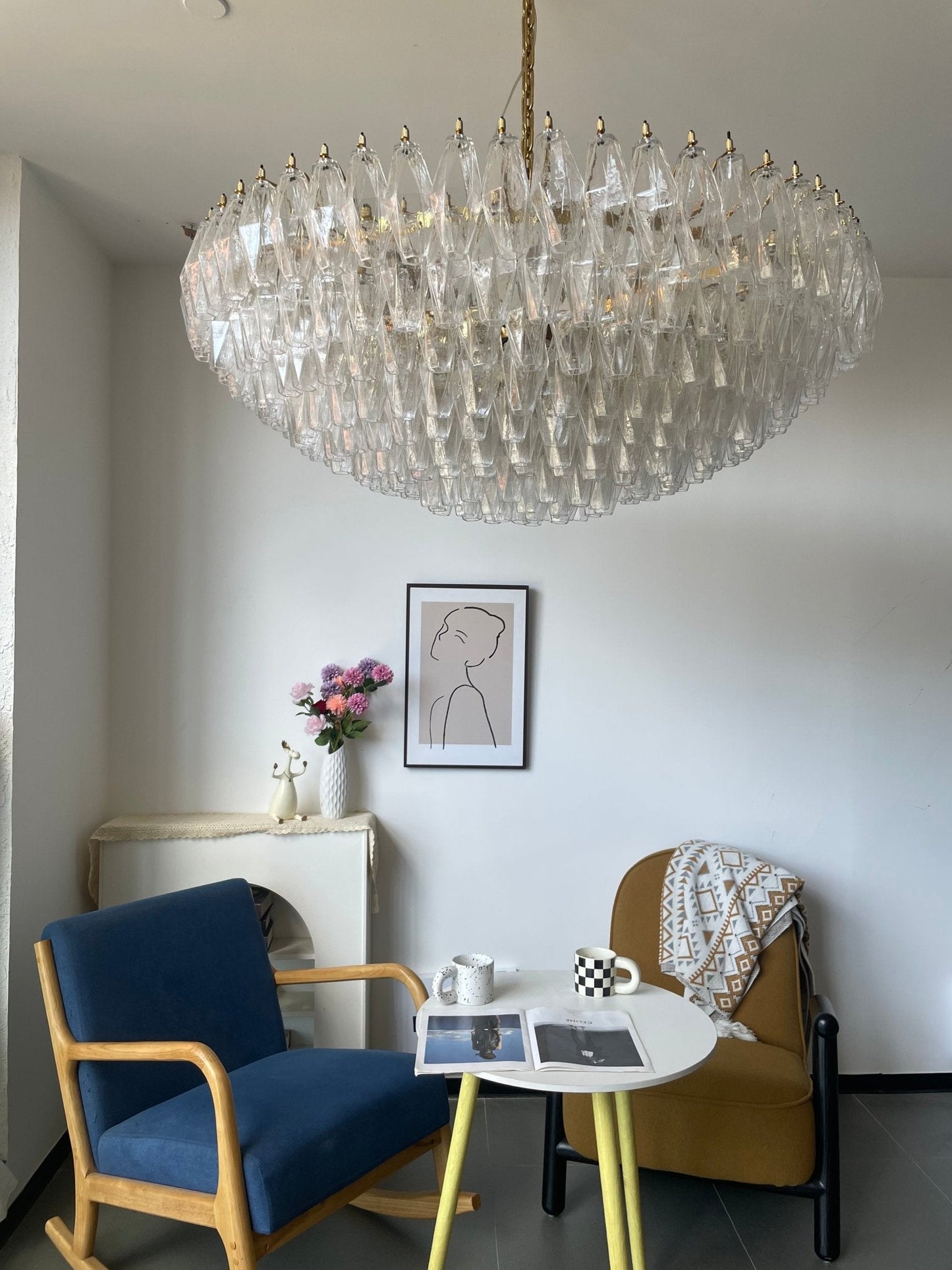 Clear Sorrento Chandelier - Elegant Design with Adjustable Height & LE