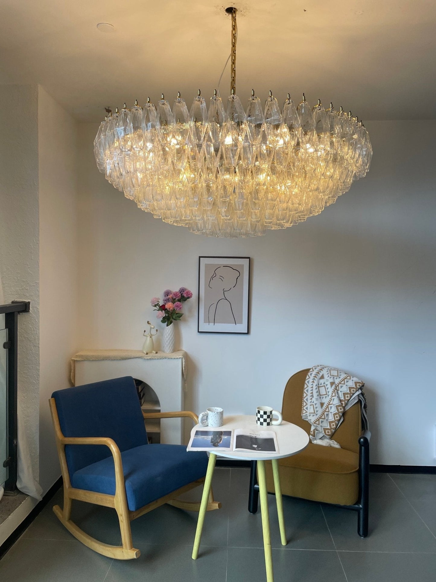 Clear Sorrento Chandelier - Elegant Design with Adjustable Height & LE