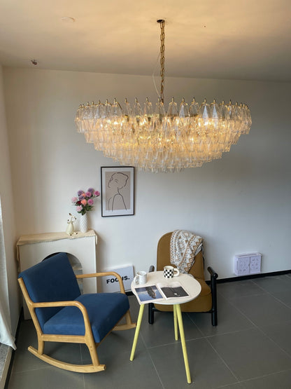 Clear Sorrento Chandelier - Elegant Design with Adjustable Height & LE