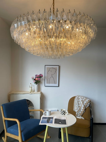 Clear Sorrento Chandelier - Elegant Design with Adjustable Height & LE