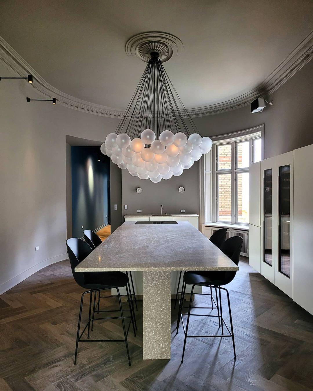 Modern Bubble Chandelier - Elegant Design with Adjustable Height & LED