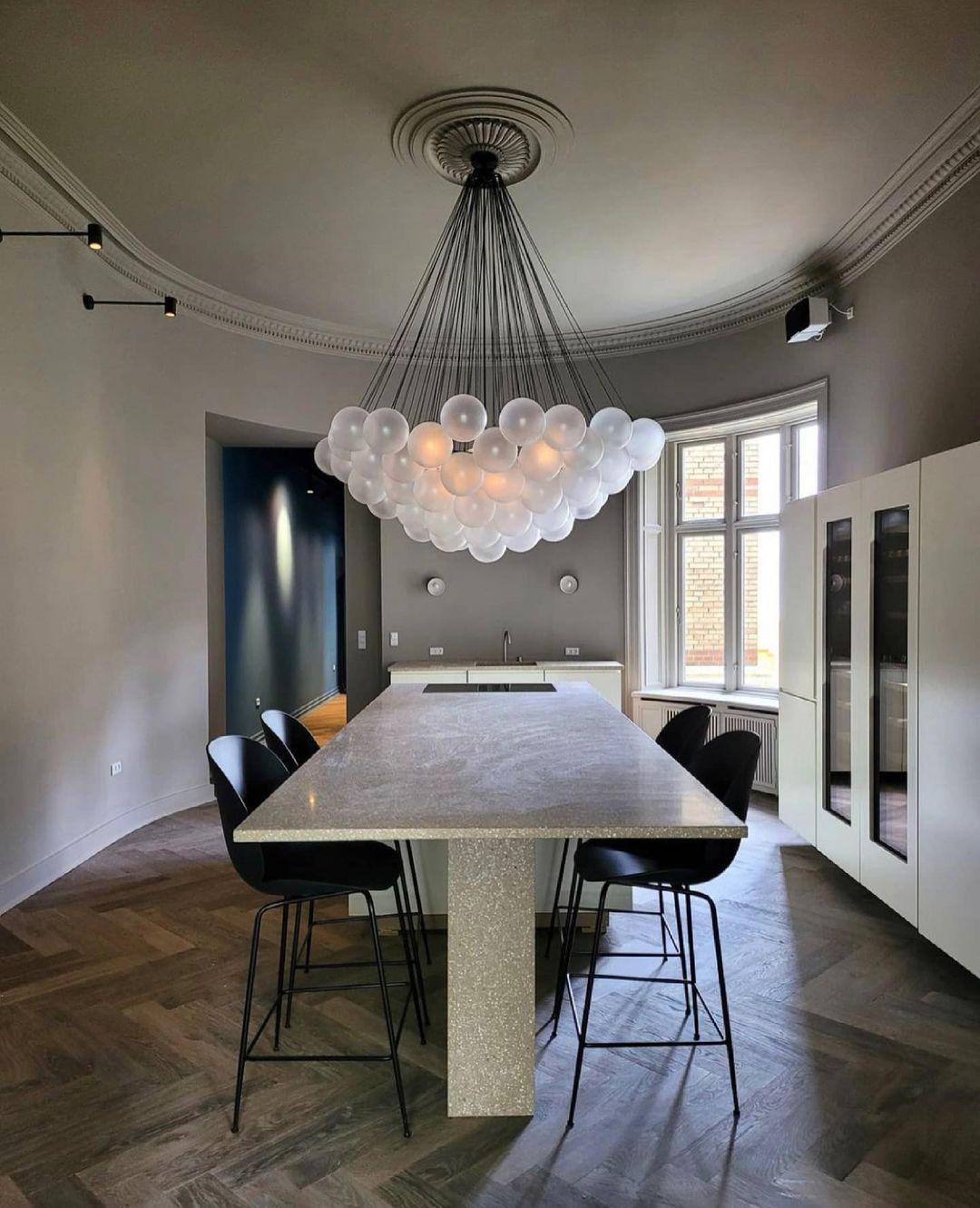 Modern Bubble Chandelier - Elegant Design with Adjustable Height & LED
