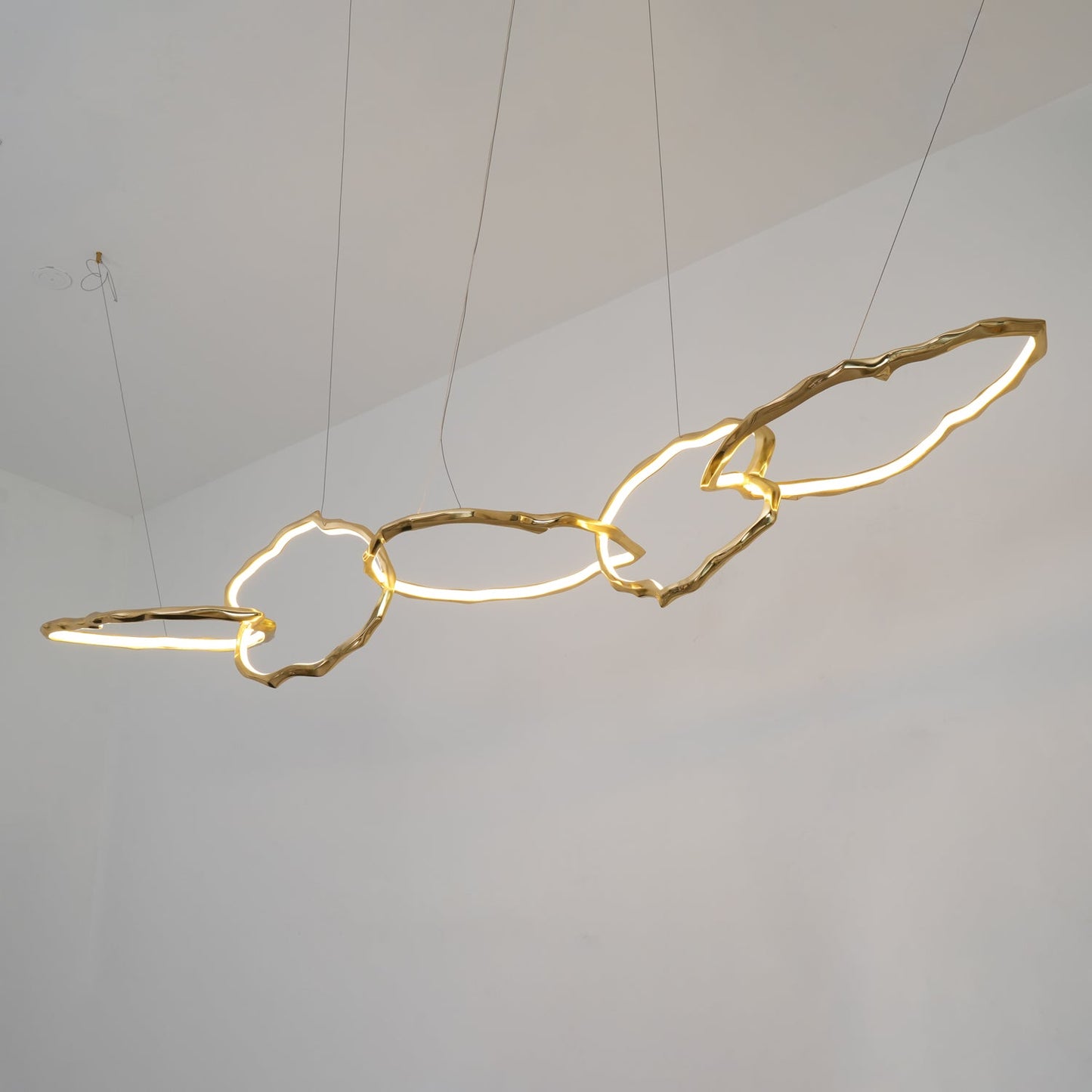 Elegant Brass Chandelier with Adjustable Arms and Ambient Lighting