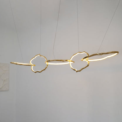 Elegant Brass Chandelier with Adjustable Arms and Ambient Lighting