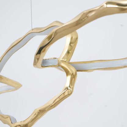 Elegant Brass Chandelier with Adjustable Arms and Ambient Lighting