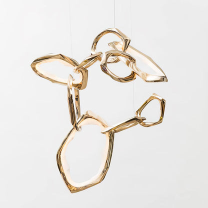 Elegant Brass Chandelier with Adjustable Arms and Ambient Lighting