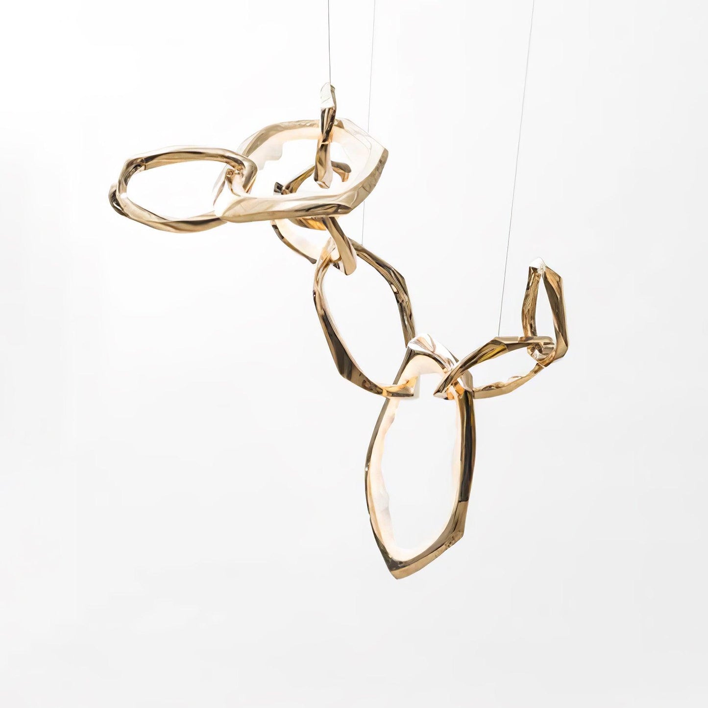 Elegant Brass Chandelier with Adjustable Arms and Ambient Lighting