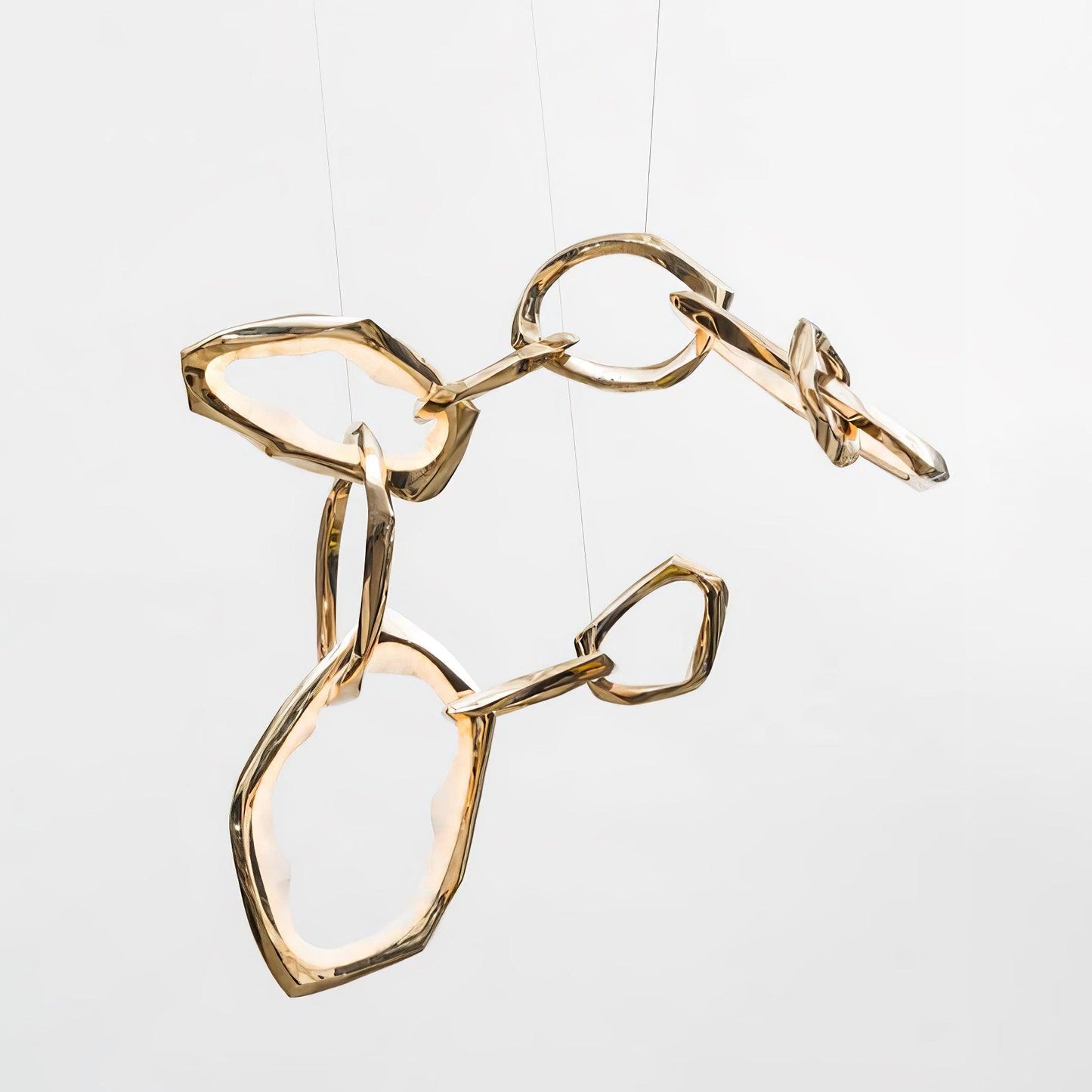 Elegant Brass Chandelier with Adjustable Arms and Ambient Lighting