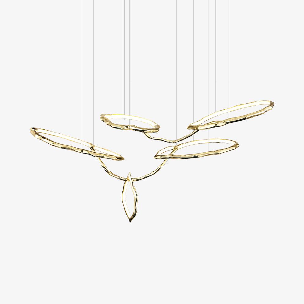 Elegant Brass Chandelier with Adjustable Arms and Ambient Lighting