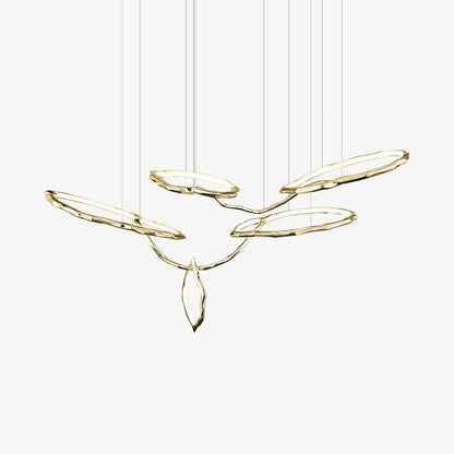Elegant Brass Chandelier with Adjustable Arms and Ambient Lighting