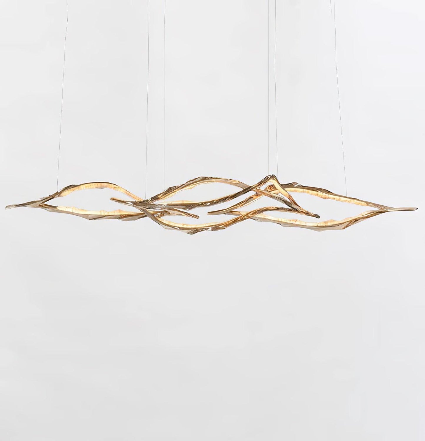 Elegant Brass Chandelier with Adjustable Arms and Ambient Lighting