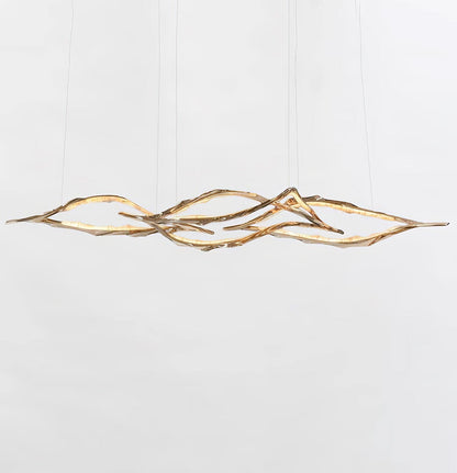 Elegant Brass Chandelier with Adjustable Arms and Ambient Lighting