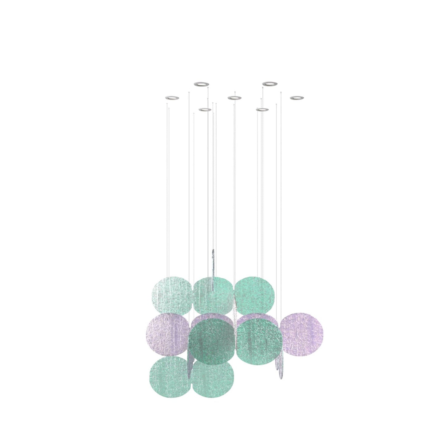 Iridescent Disc Chandelier - Adjustable Height, Energy-Efficient LED