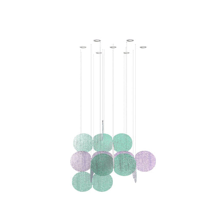 Iridescent Disc Chandelier - Adjustable Height, Energy-Efficient LED