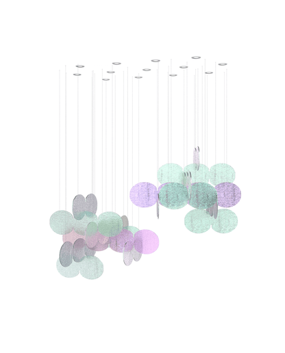 Iridescent Disc Chandelier - Adjustable Height, Energy-Efficient LED