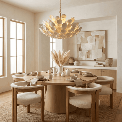 Coconut Disc Chandelier - Eco-Friendly Design with Adjustable Height