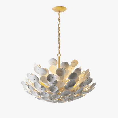 Coconut Disc Chandelier - Eco-Friendly Design with Adjustable Height