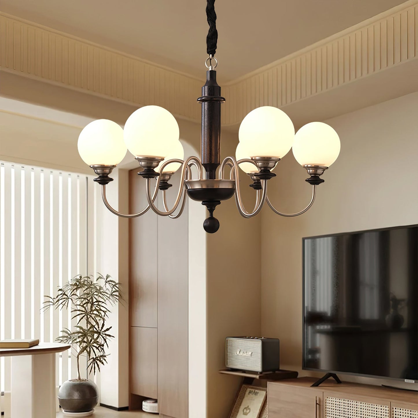 Colonial Grace Chandelier - Elegant Design with Adjustable Height & Cr