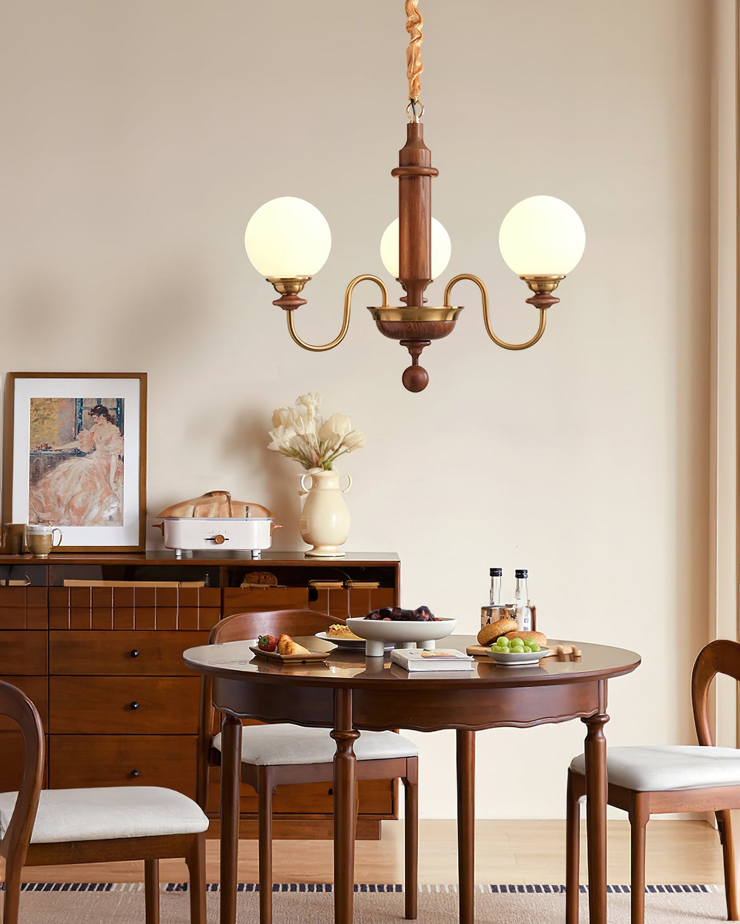 Colonial Grace Chandelier - Elegant Design with Adjustable Height & Cr