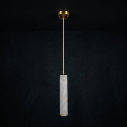 Elegant Column Alabaster Staircase Chandelier with Adjustable Height &