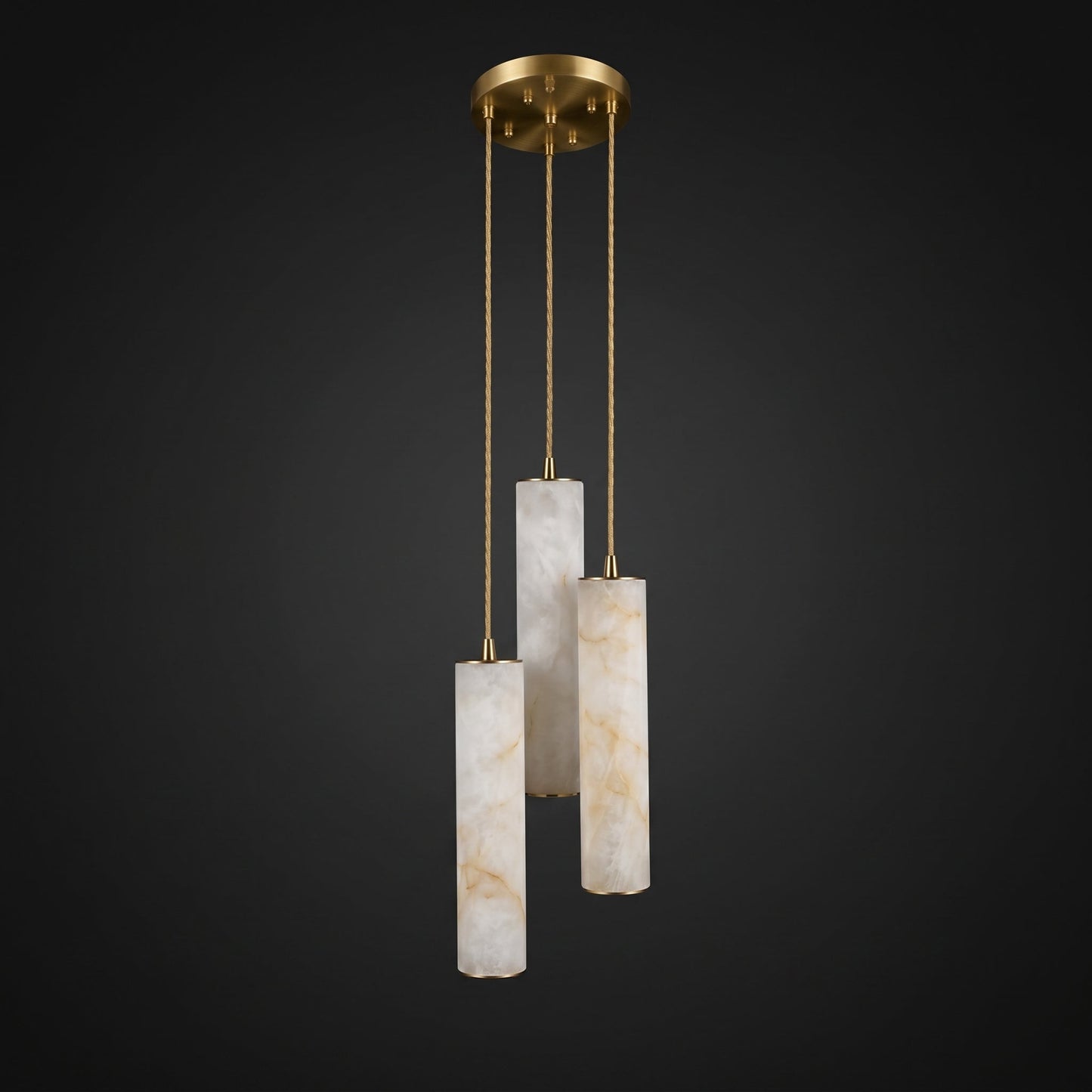 Elegant Column Alabaster Staircase Chandelier with Adjustable Height &