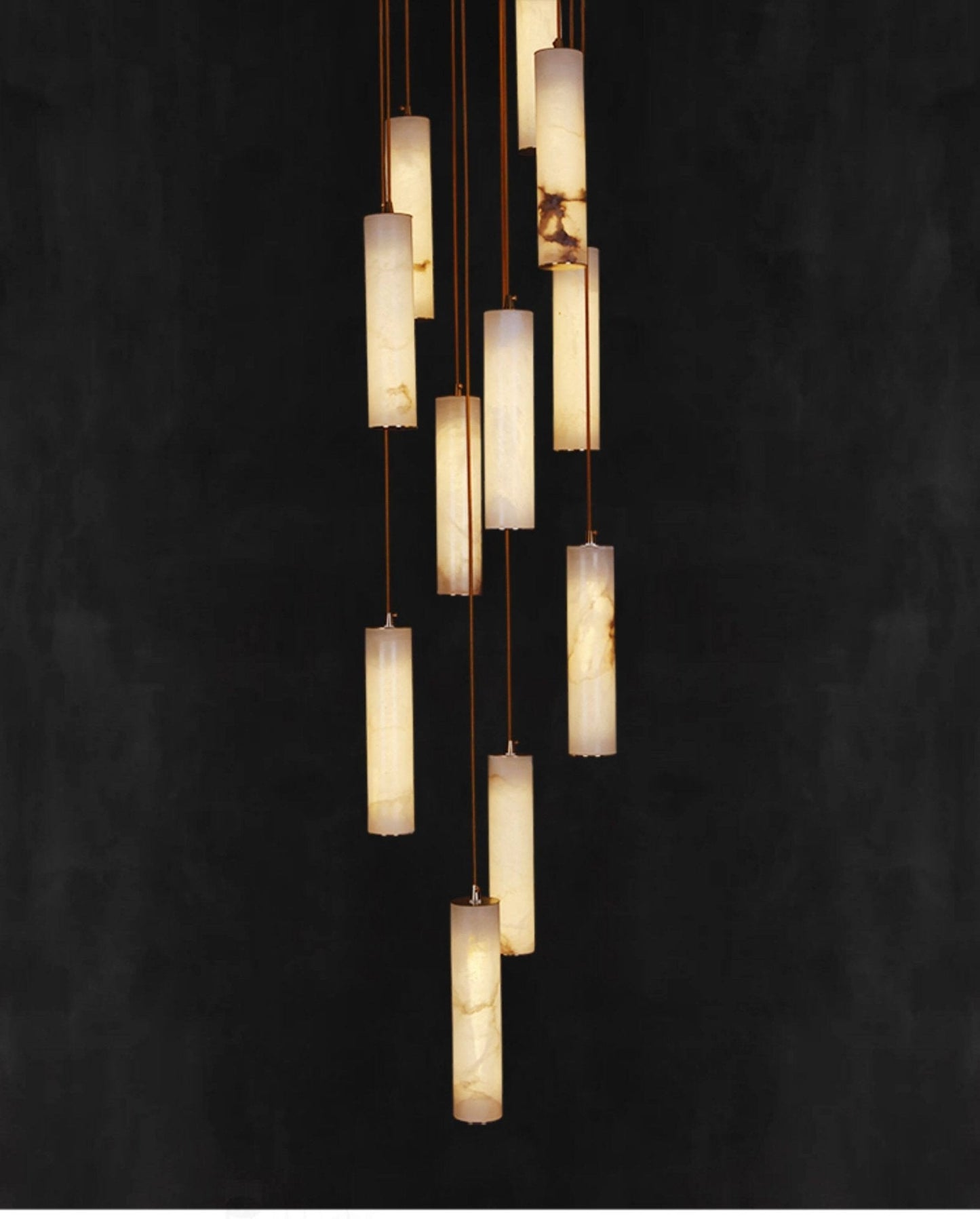 Elegant Column Alabaster Staircase Chandelier with Adjustable Height &