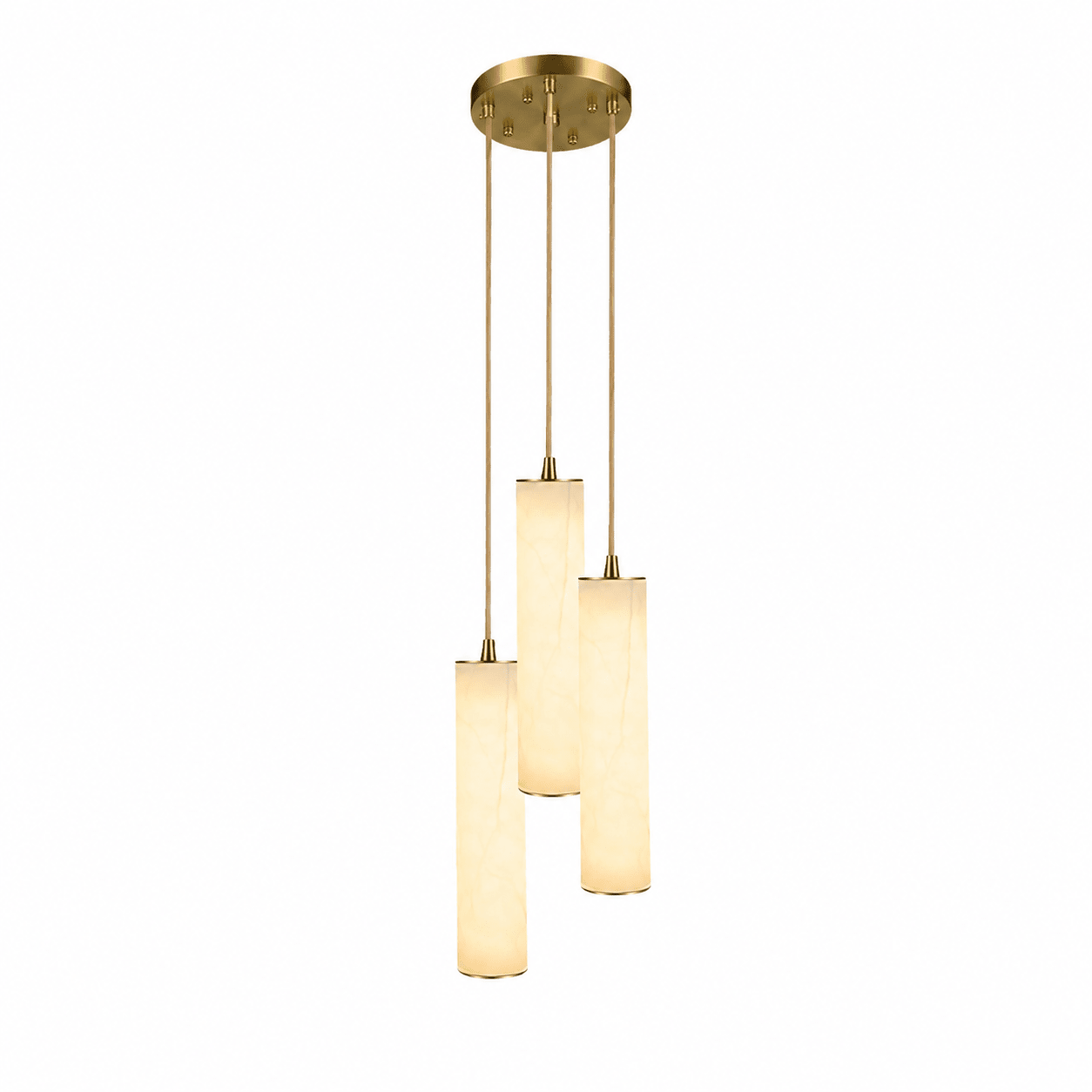 Elegant Column Alabaster Staircase Chandelier with Adjustable Height &