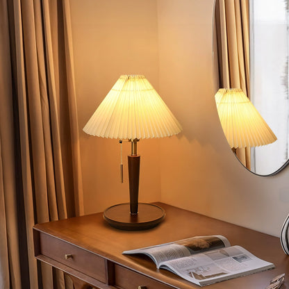 Cone Pleated Fabric Table Lamp - Soft Lighting & Adjustable Height