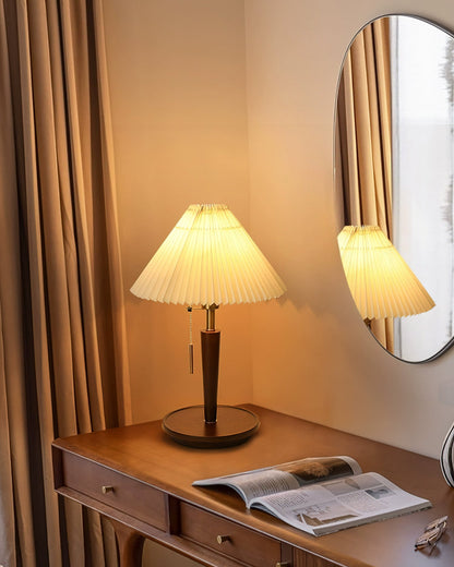 Cone Pleated Fabric Table Lamp - Soft Lighting & Adjustable Height