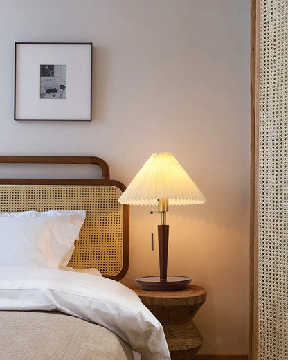 Cone Pleated Fabric Table Lamp - Soft Lighting & Adjustable Height