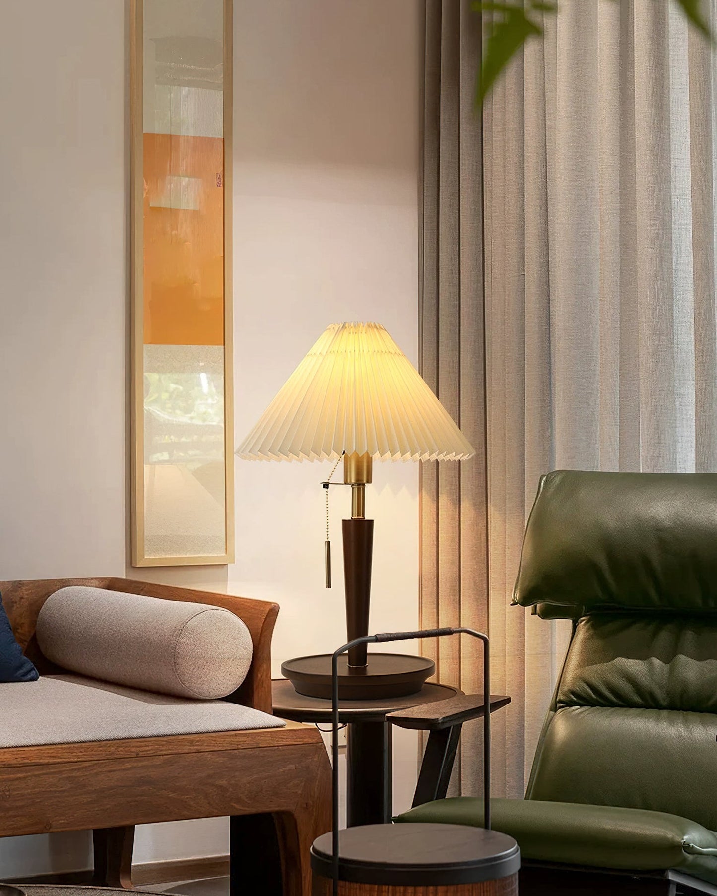 Cone Pleated Fabric Table Lamp - Soft Lighting & Adjustable Height