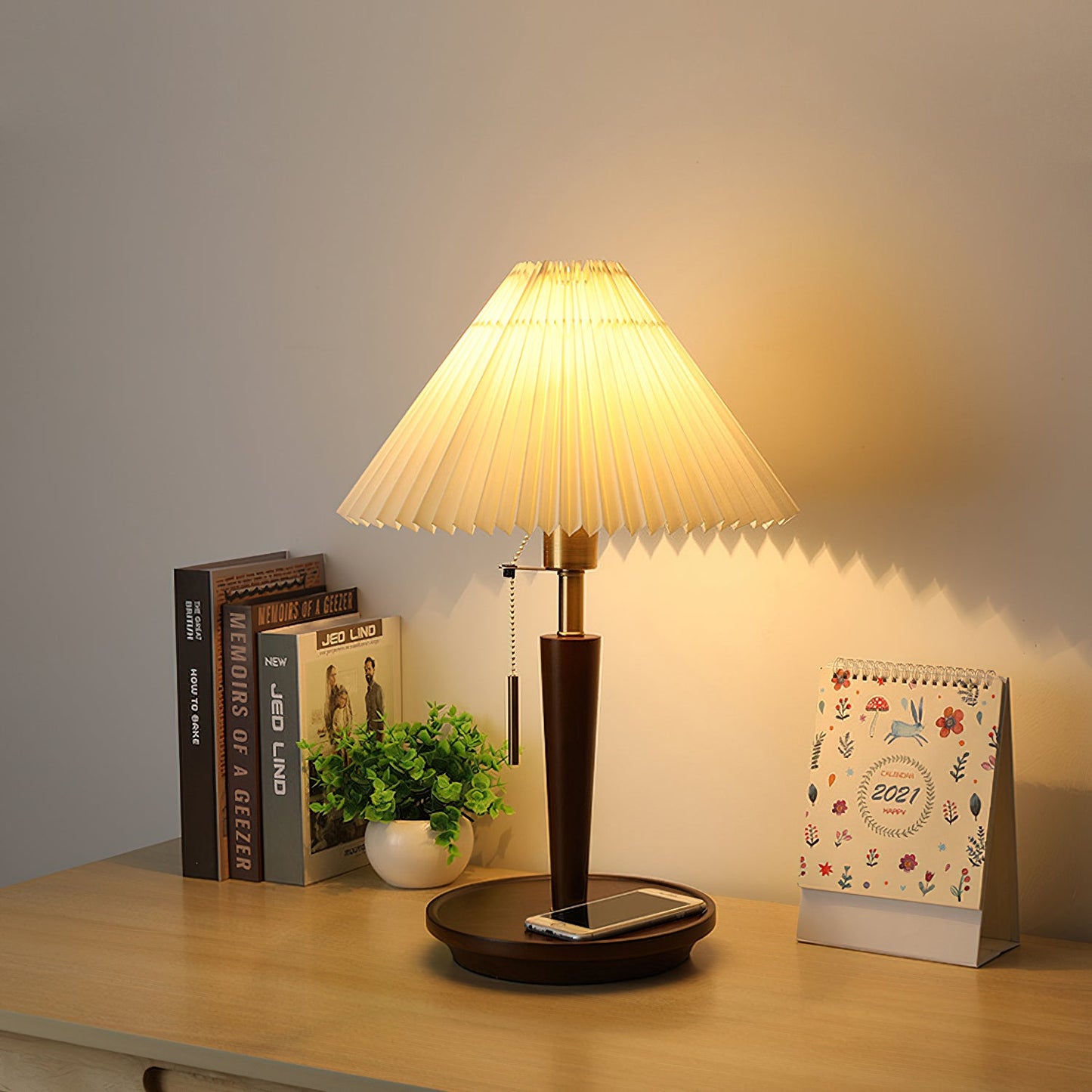 Cone Pleated Fabric Table Lamp - Soft Lighting & Adjustable Height