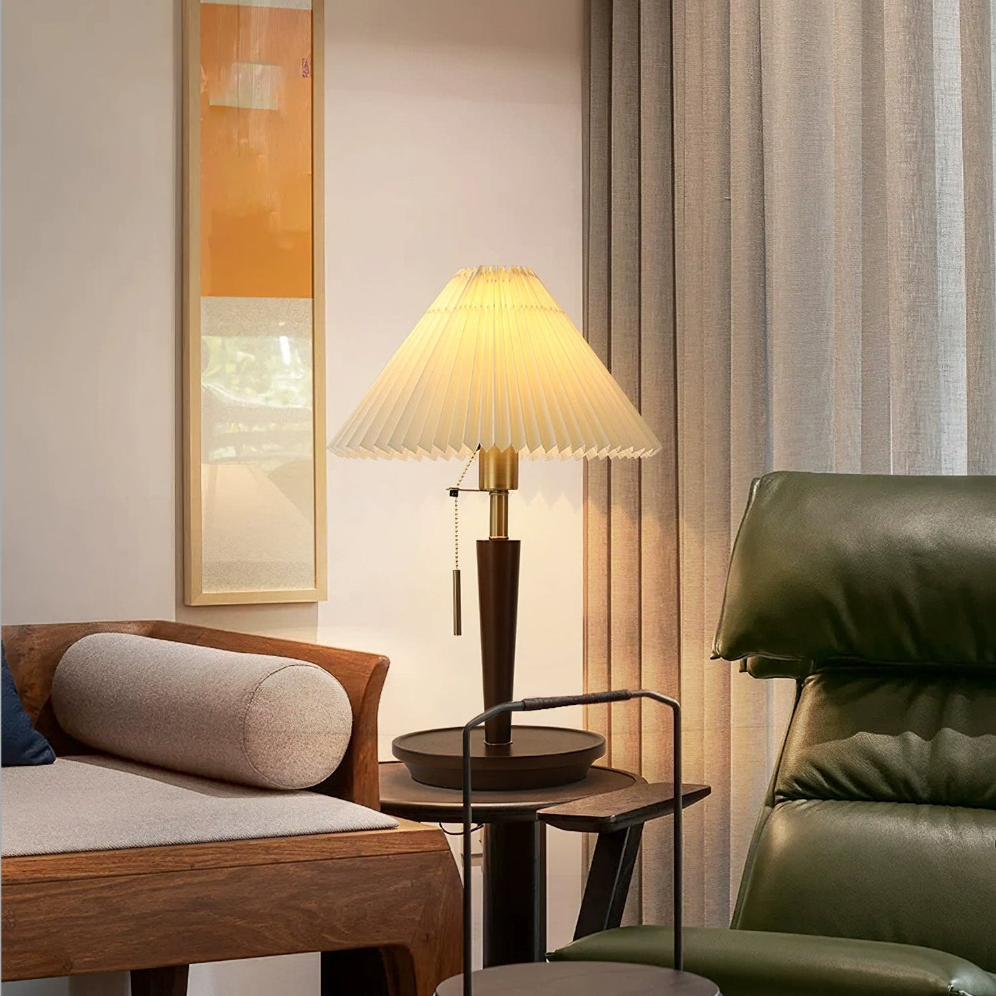 Cone Pleated Fabric Table Lamp - Soft Lighting & Adjustable Height
