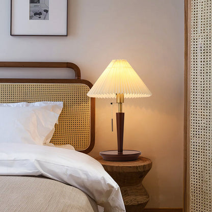 Cone Pleated Fabric Table Lamp - Soft Lighting & Adjustable Height