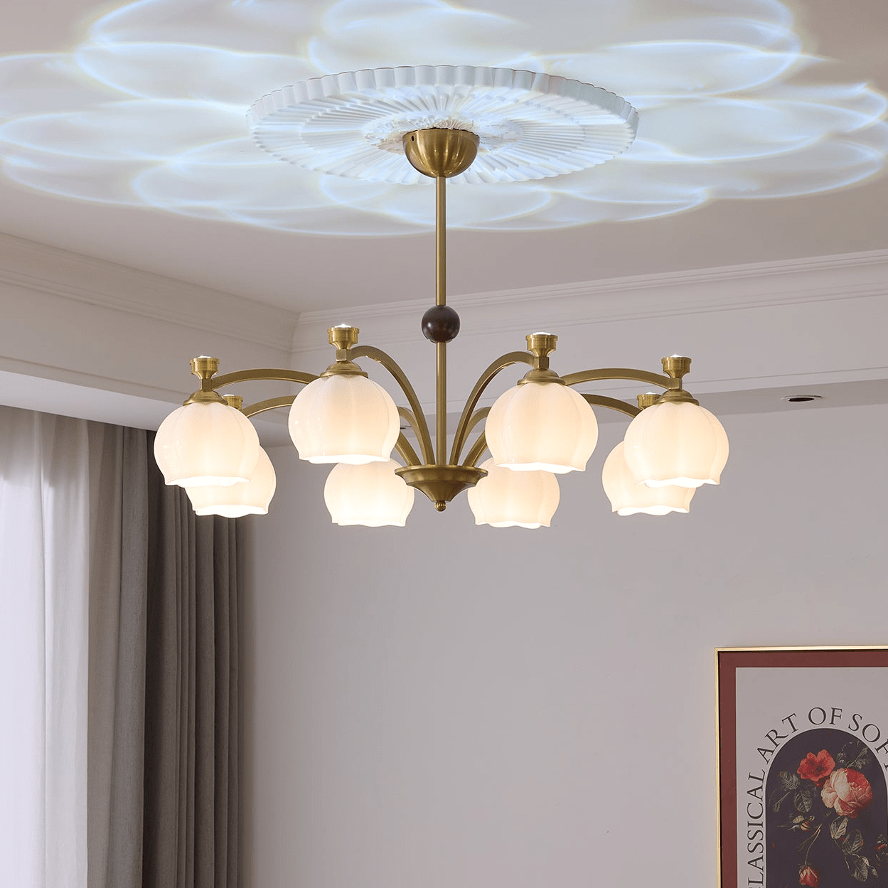 Corinne Arc Chandelier - Modern Design, Adjustable Height, LED Compati