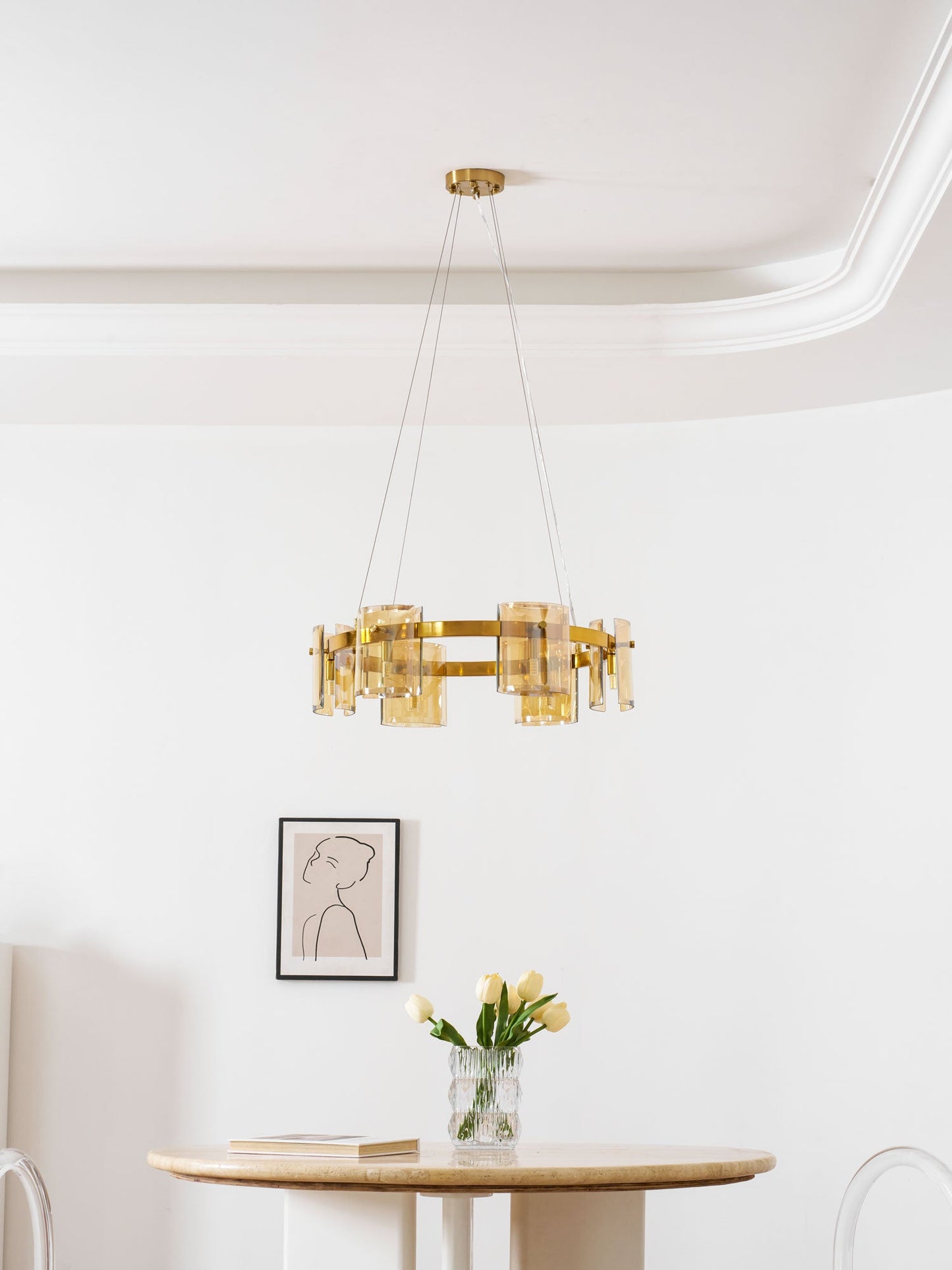 Corlota Modern Chandelier - Adjustable Height, Energy-Efficient LED