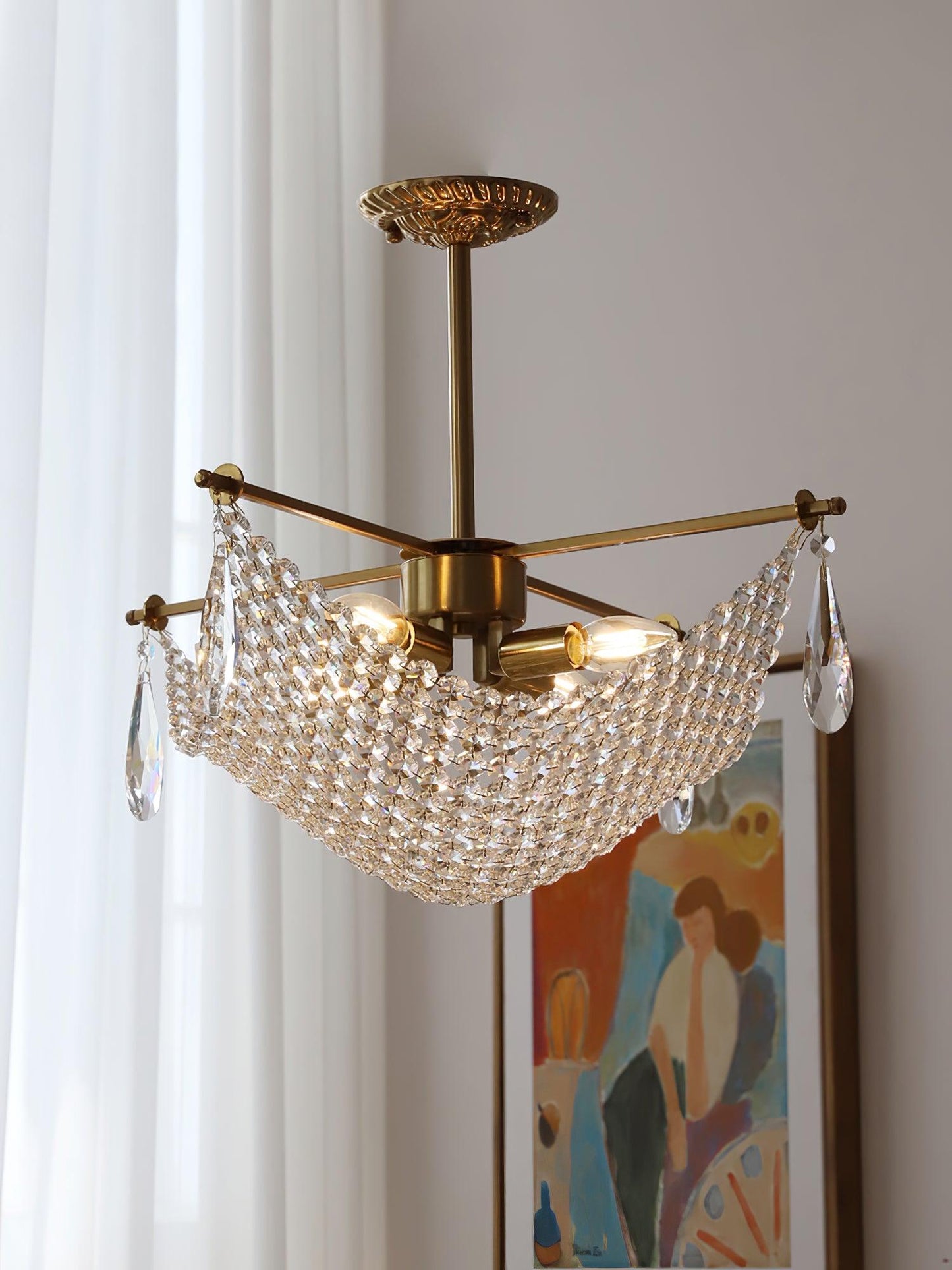 Elegant Corona Chandelier - Adjustable Brightness, Crystal Accents