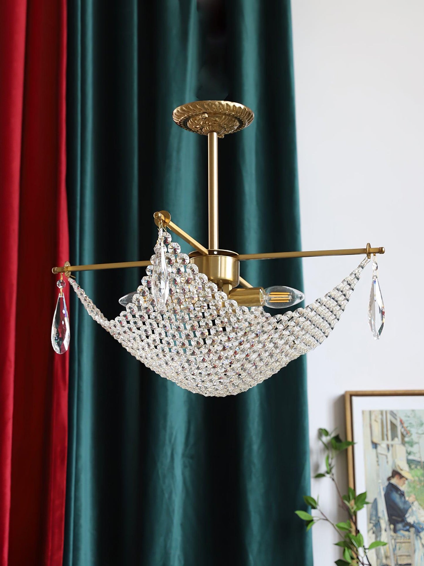 Elegant Corona Chandelier - Adjustable Brightness, Crystal Accents