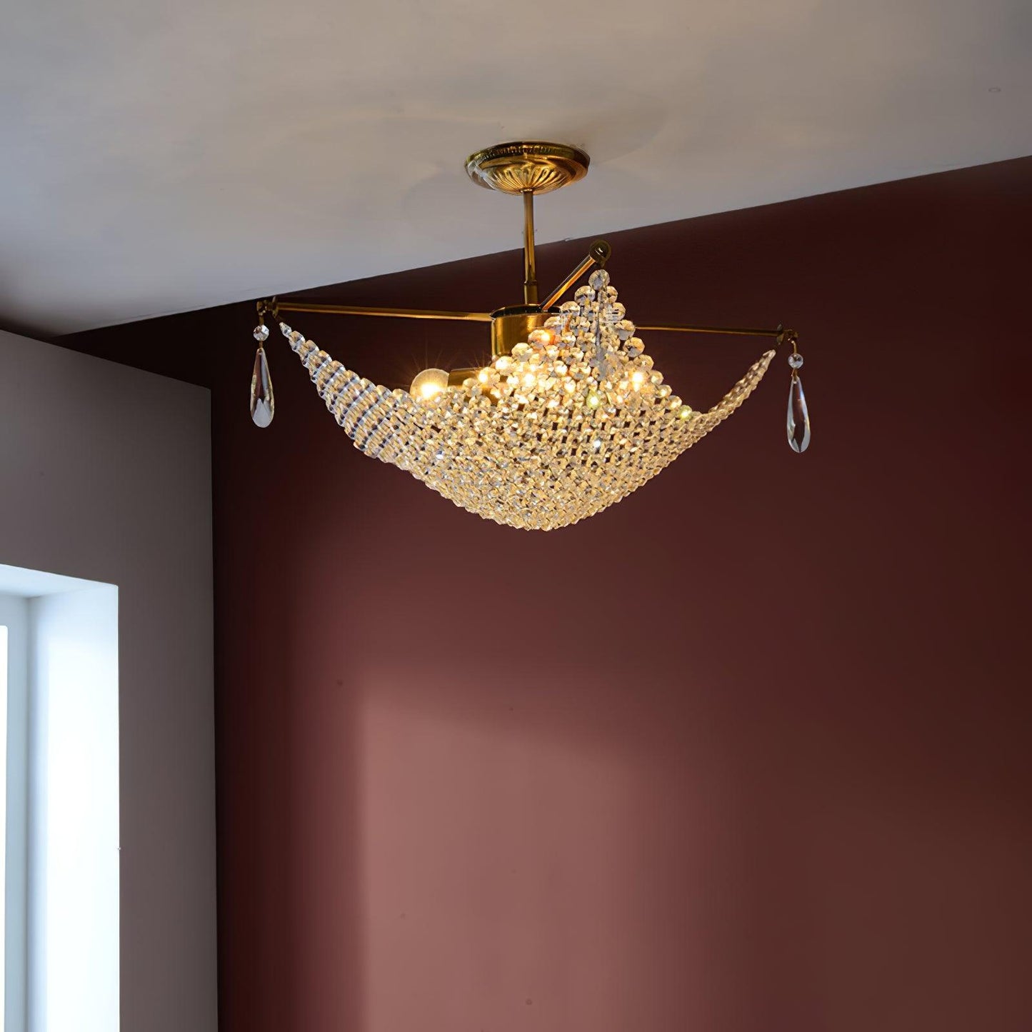 Elegant Corona Chandelier - Adjustable Brightness, Crystal Accents
